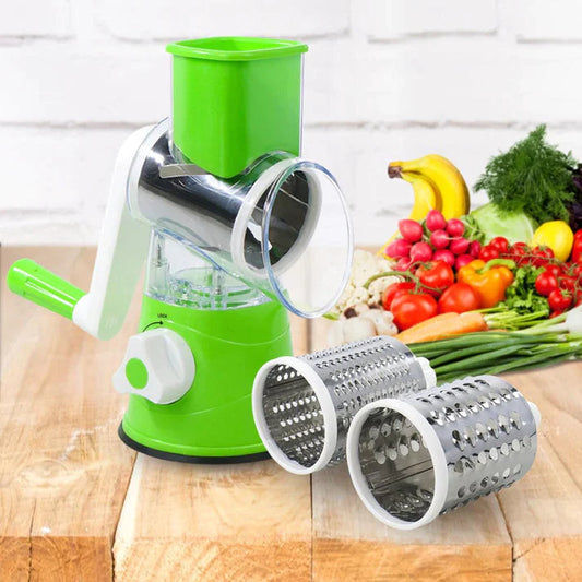 Multifunctional Tabletop Drum Cheese Grater, Rotary Drum Cutter and Slicer, 3 in 1 Manual Vegetable Cutter Slicer and Peeler, Fruit and Vegetable Cutter and Chopper